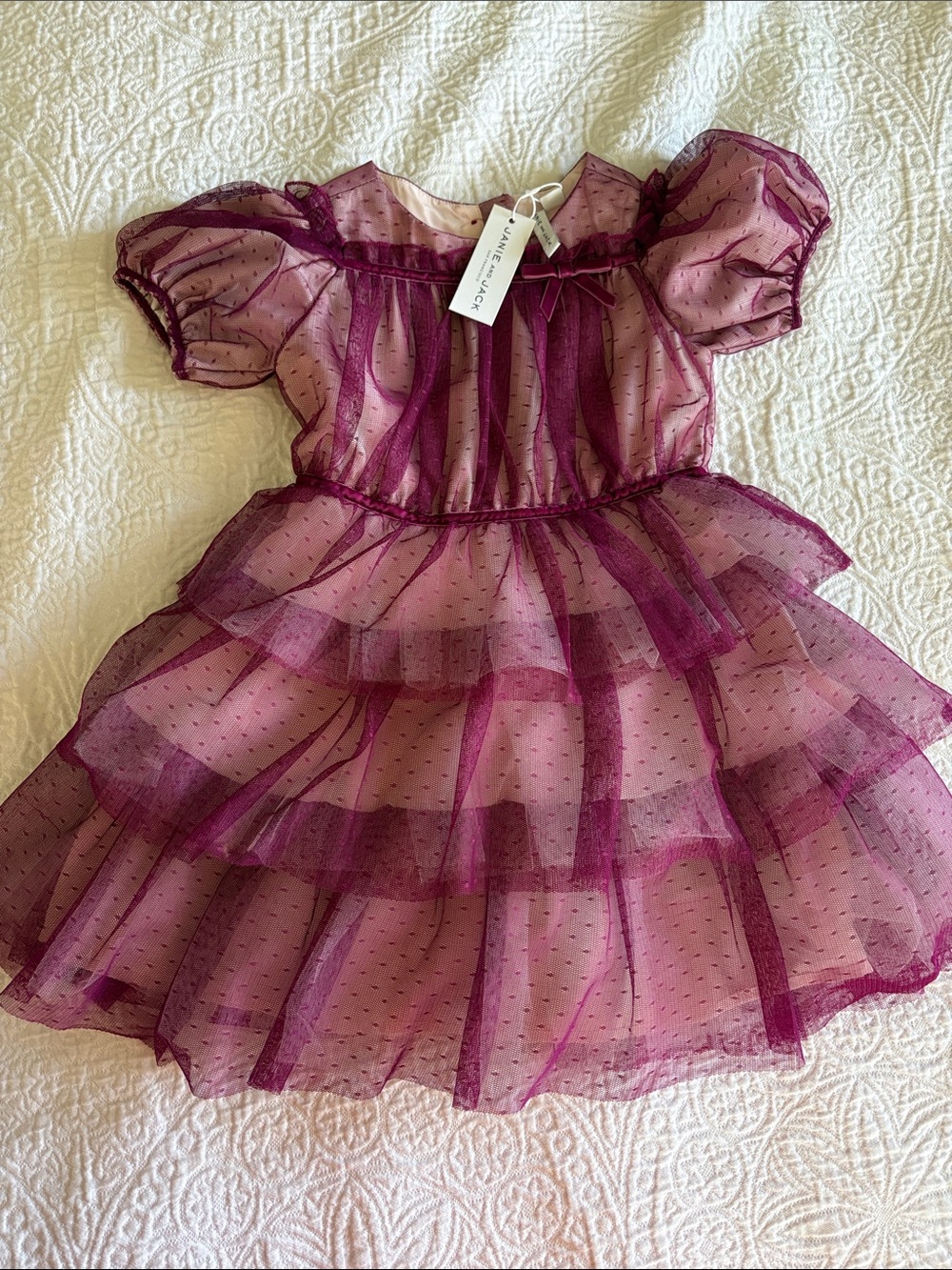 Janie & Jack Purple Tulle Tiered Girls Dress